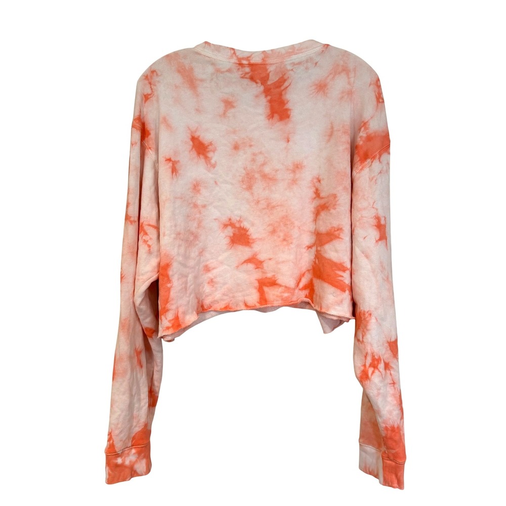 PINK Victoria's Secret Tie Dye Cropped Pool Beach Sweatshirt Womens Large Orange - Picture 9 of 10